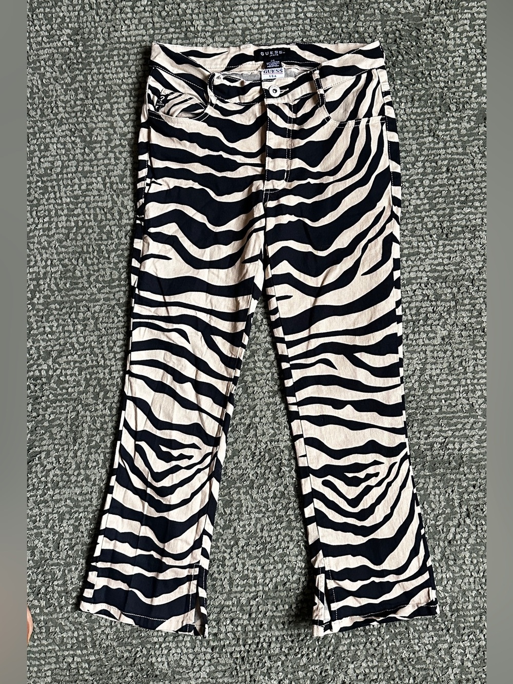 VTG GUESS Jeans mod Tiger print pants 80s Zebra print cropped Guess Sexy NOS, XS